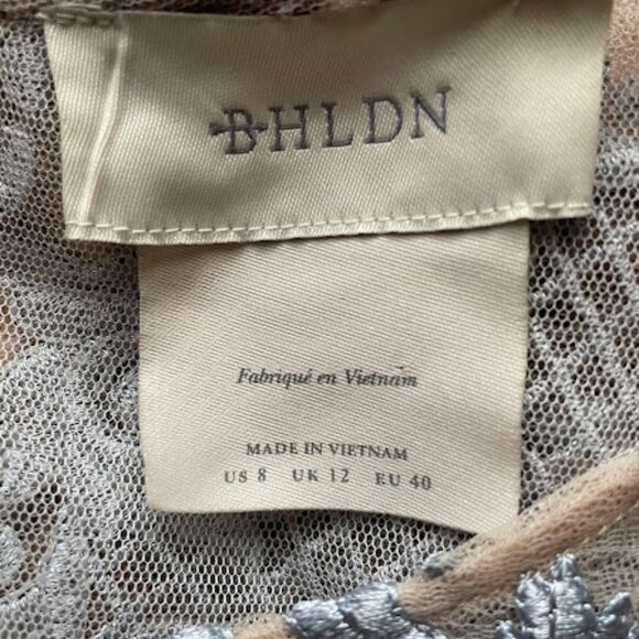 BHLDN | Lace Overlay Midi Dress | Nude & Silver | Size 8 | NWOT - Picture 3 of 4